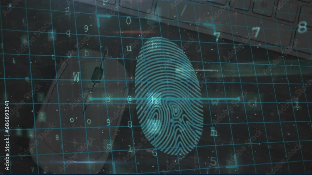 Poster animation of warning text, data processing over online security padlock