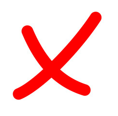 Obraz premium Checkbox checkmark square icon vector or confirm false true check mark red pictogram graphic clipart, right wrong marker felt tip pen hand drawn