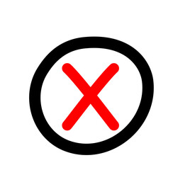 Obraz premium Checkbox checkmark square icon vector or confirm false true check mark red pictogram graphic clipart, right wrong marker felt tip pen hand drawn