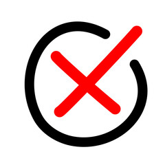 Obraz premium Checkbox checkmark square icon vector or confirm false true check mark red pictogram graphic clipart, right wrong marker felt tip pen hand drawn