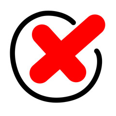 Checkbox checkmark square icon vector or confirm false true check mark red pictogram graphic clipart, right wrong marker felt tip pen hand drawn