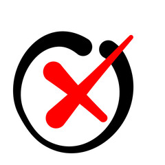 Checkbox checkmark square icon vector or confirm false true check mark red pictogram graphic clipart, right wrong marker felt tip pen hand drawn