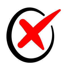 Fototapeta premium Checkbox checkmark square icon vector or confirm false true check mark red pictogram graphic clipart, right wrong marker felt tip pen hand drawn