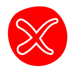 Fototapeta premium Checkbox checkmark square icon vector or confirm false true check mark red pictogram graphic clipart, right wrong marker felt tip pen hand drawn