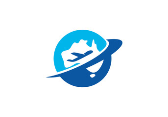 australia travel logo design, tour and traveling world concept icon vector