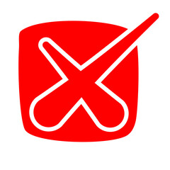 Checkbox checkmark square icon vector or confirm false true check mark red pictogram graphic clipart, right wrong marker felt tip pen hand drawn