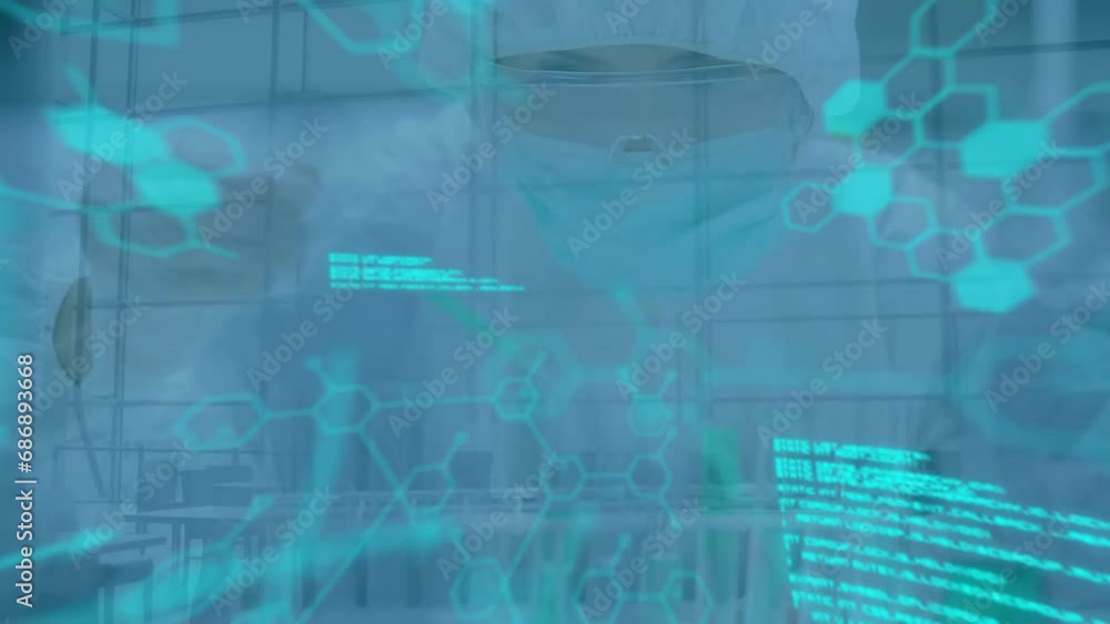 Poster animation of scientific data processing over laboratory