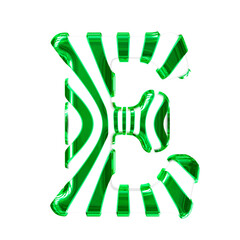 White symbol with green thin straps. letter e