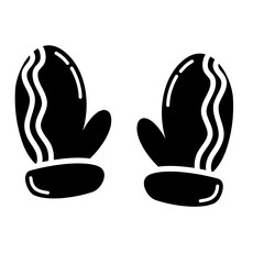 Black Winter Gloves Vector Icon 