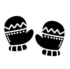 Black Winter Gloves Vector Icon 