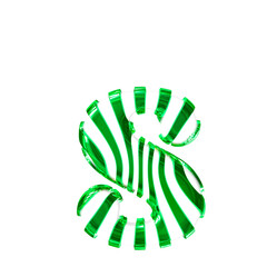 White symbol with green thin straps. letter s
