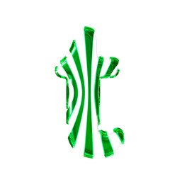 White symbol with green thin straps. letter t
