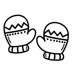 Winter Gloves Lines Style Vector Illustration 
