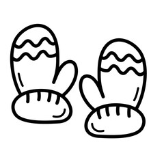 Winter Gloves Lines Style Vector Illustration 