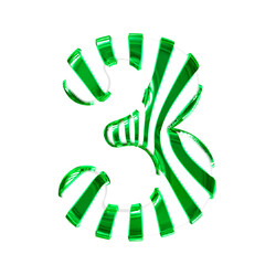 White symbol with green thin straps. number 3