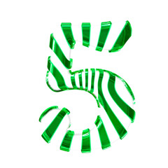 Obraz premium White symbol with green thin straps. number 5