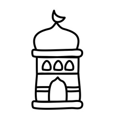 Mosque Doodle Lines Style Vector Illustration 