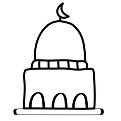 Mosque Doodle Lines Style Vector Illustration 