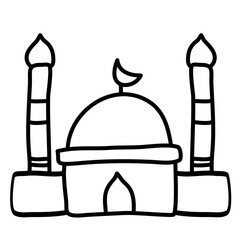 Mosque Doodle Lines Style Vector Illustration 