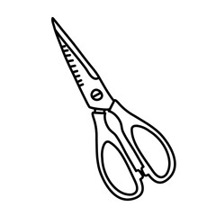 Scissors Lines Style Cartoon Vector Illustration 