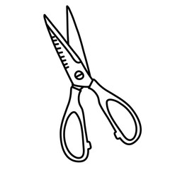 Scissors Lines Style Cartoon Vector Illustration 