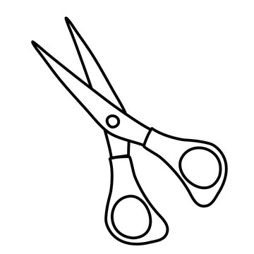 Scissors Lines Style Cartoon Vector Illustration 