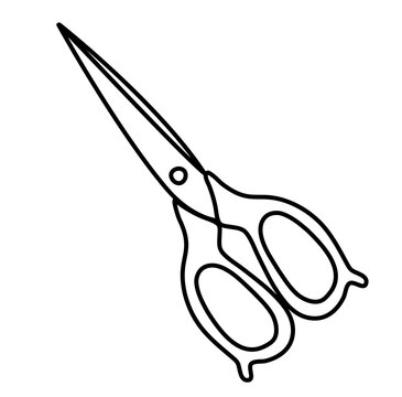 Scissors Lines Style Cartoon Vector Illustration 