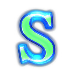 Green symbol glowing around the edges. letter s