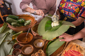 Ingredients for making corn tamales.