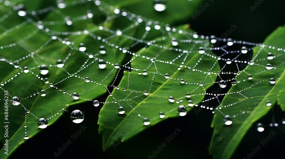 Aufkleber Generative AI : dewdrop on spiderweb in the morning