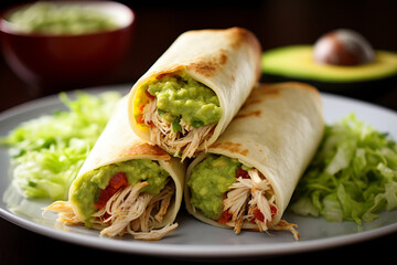 Shredded Chicken Taquitos with Guacamole