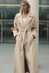 Fototapeta premium Generative AI : portrait of pretty woman wearing stylish coat