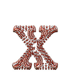Symbol of small silver and red spheres. letter x