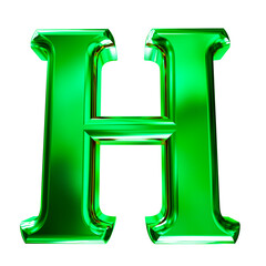Green 3D symbol with bevel. letter h