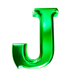 Green 3D symbol with bevel. letter j