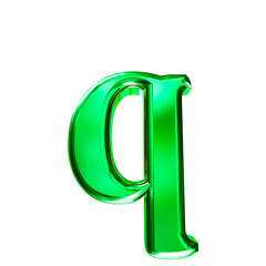 Green 3D symbol with bevel. letter q