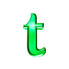 Green 3D symbol with bevel. letter t