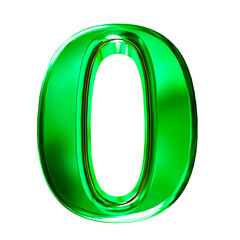 Green 3D symbol with bevel. number 0
