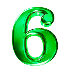 Green 3D symbol with bevel. number 6