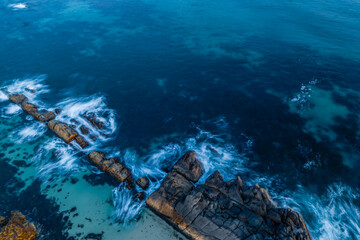 Coastal Sunrise from above with Rock Formations