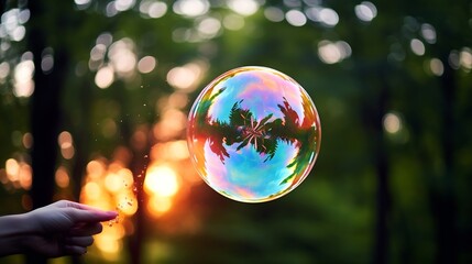 Generative AI : Soap bubble about to burst with thin walls