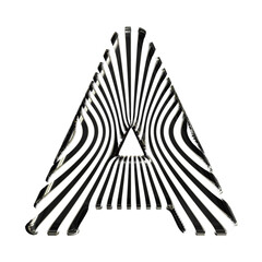 White symbol with ultra thin black straps. letter a