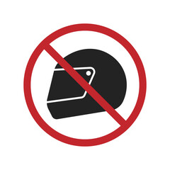 Isolated prohibition sign of do not wear helm, motorcycle helmet prohibited for indoor security sign, ATM, Bank, Store