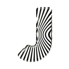 White symbol with ultra thin black straps. letter j