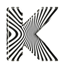 White symbol with ultra thin black straps. letter k
