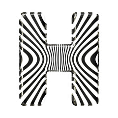 White symbol with ultra thin black straps. letter h