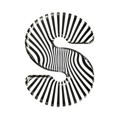 White symbol with ultra thin black straps. letter s