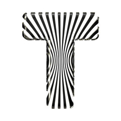 White symbol with ultra thin black straps. letter t