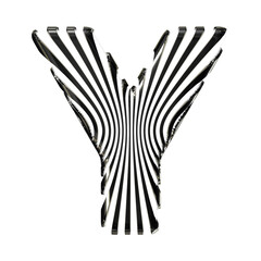 White symbol with ultra thin black straps. letter y