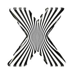 White symbol with ultra thin black straps. letter x